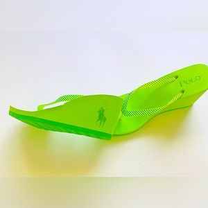 Beautiful summer green wedge flip flops  (slightly new have not been worn)